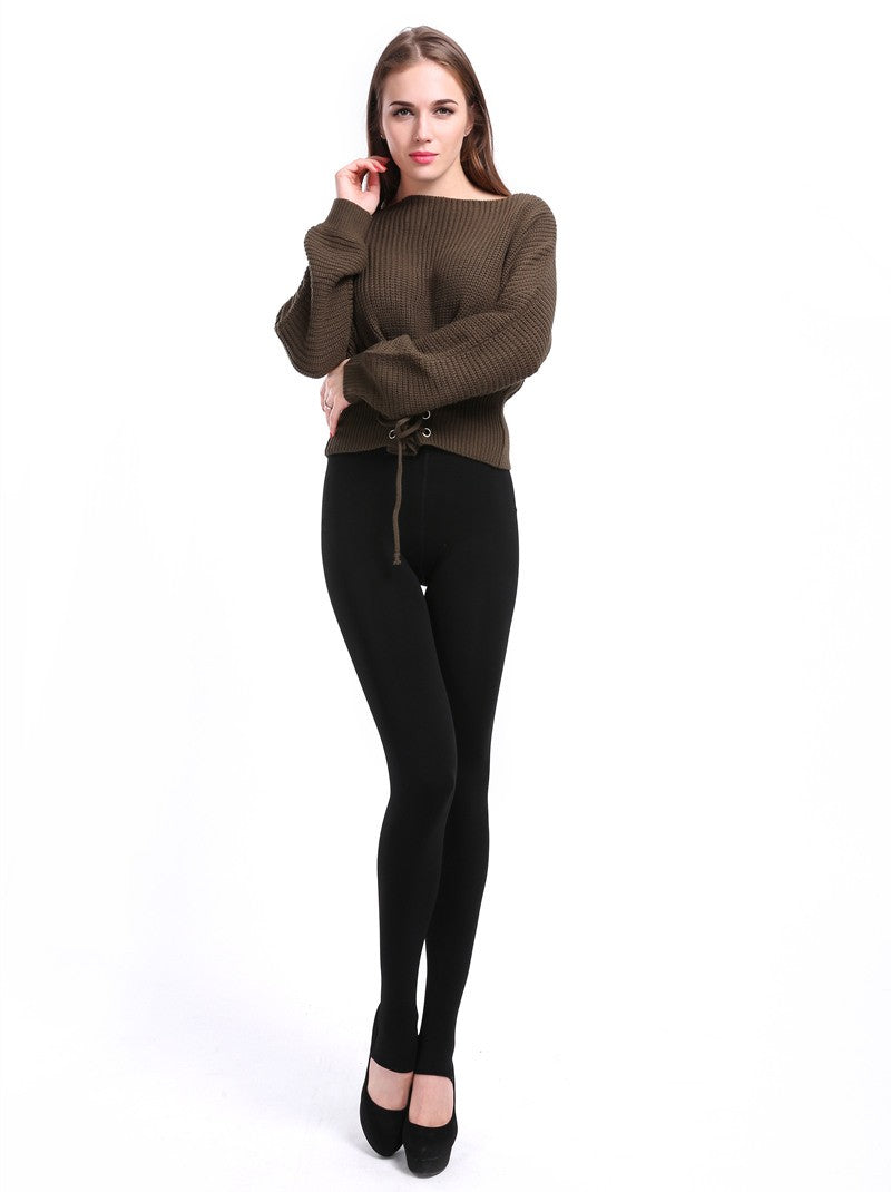 Leggings feminina de inverso - veludo monocromático cintura alta