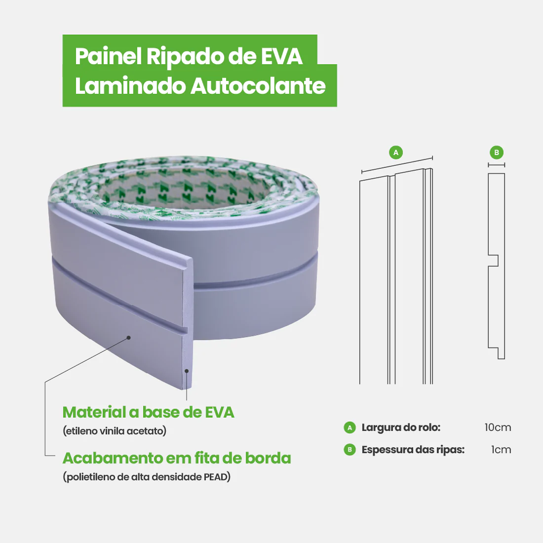 Painel Ripado EVA Laminado Autocolante