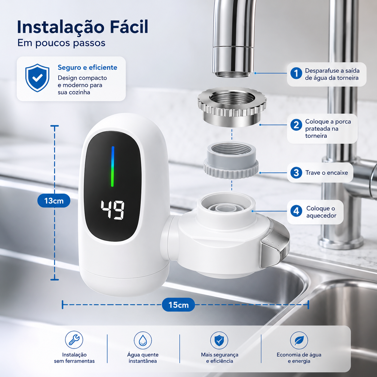 ThermoFlow™ | Aquecedor Elétrico com Display