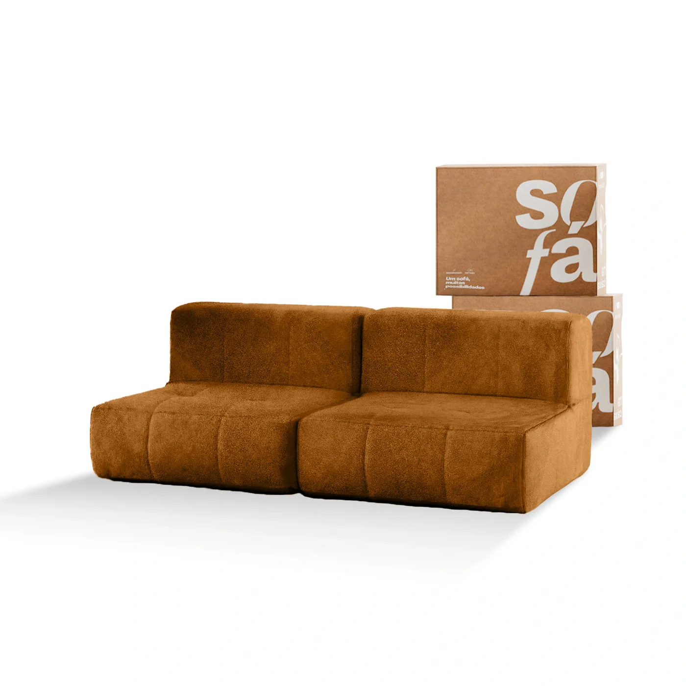 Sofá na Caixa modular 2 lugares em Boucle - Sem braço