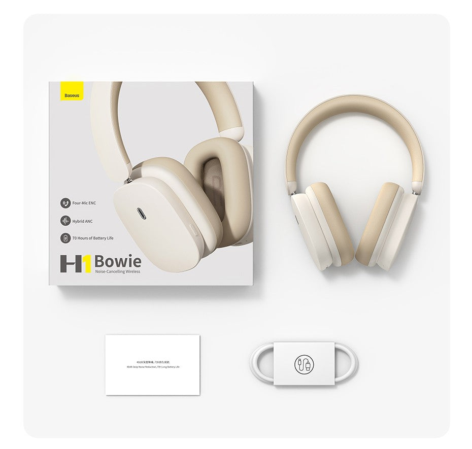 Fone de Ouvido sem fio 5.2 Baseus h1 bluetooth, 40db cancelamento de ruído ativ