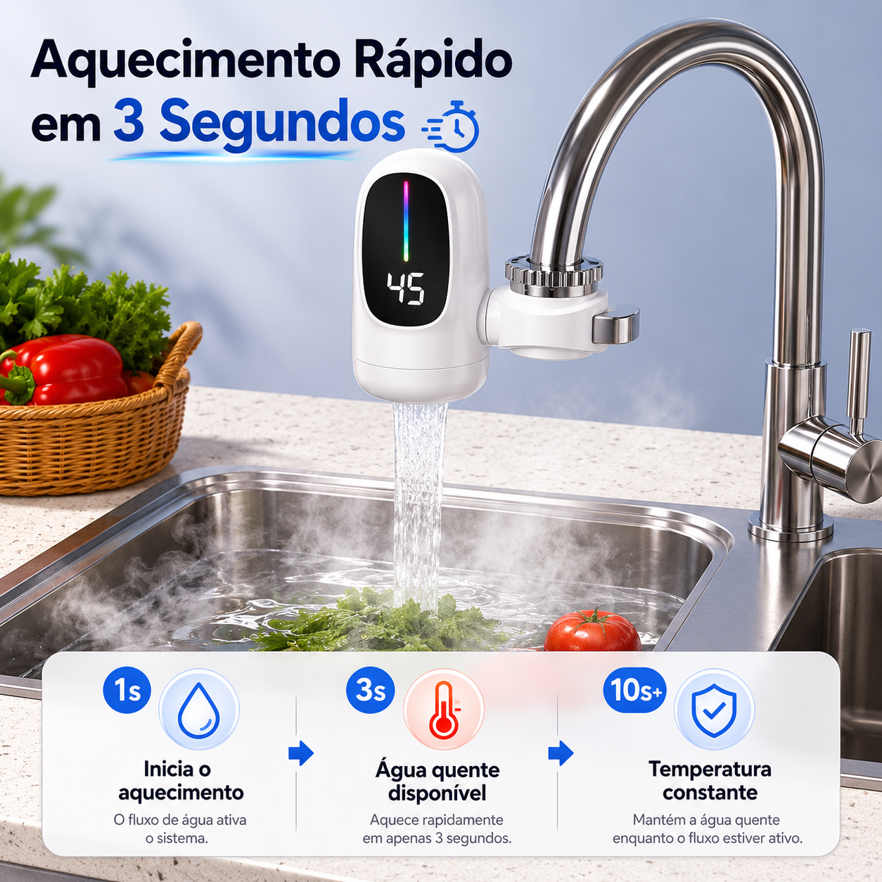 ThermoFlow™ | Aquecedor Elétrico com Display