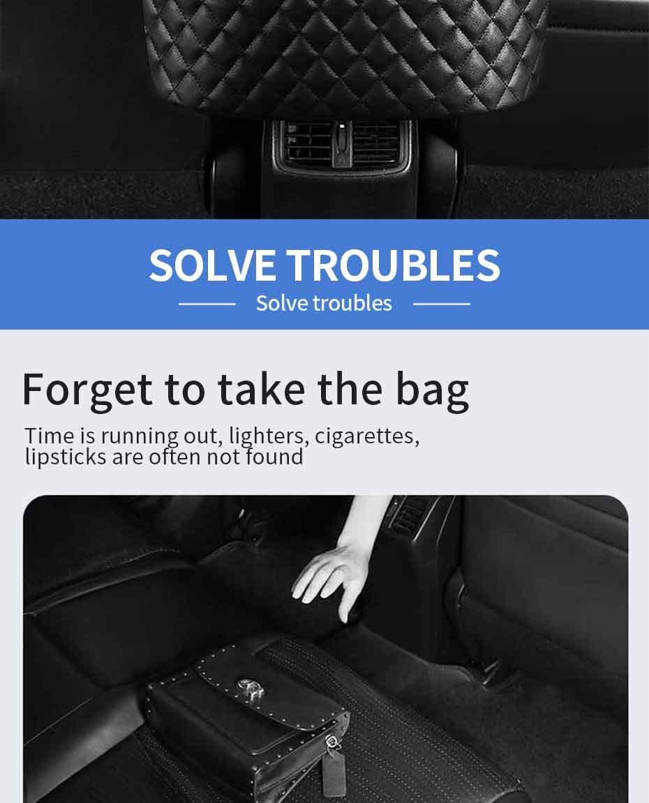 Suporte de bolsa para carro de couro
