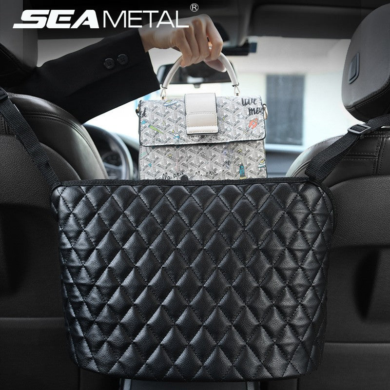 Suporte de bolsa para carro de couro