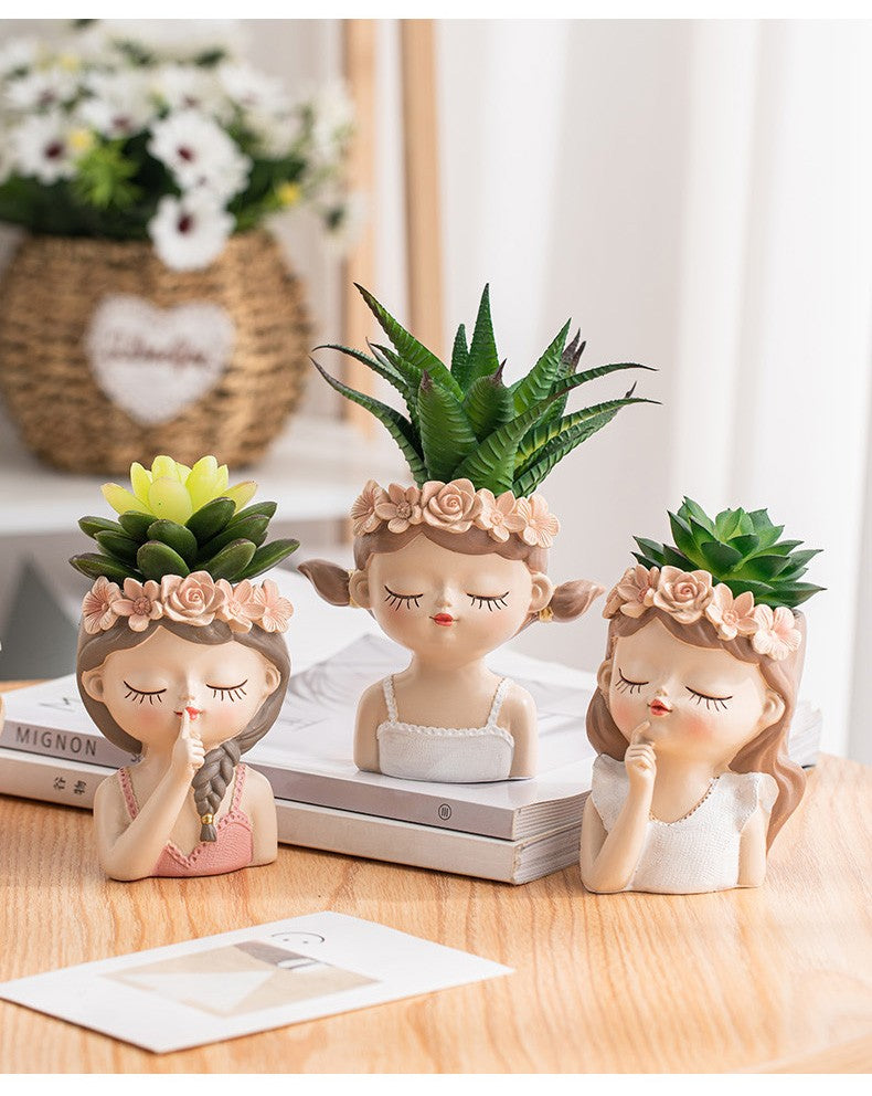 Lindo Vaso para Suculentas em Formato de Rosto de Fada