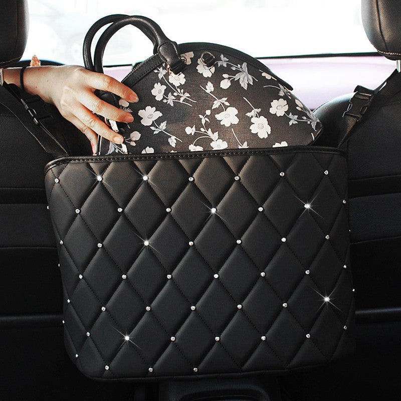 Suporte de bolsa para carro de couro