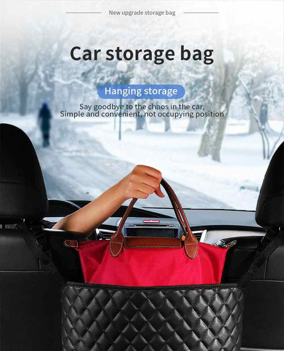 Suporte de bolsa para carro de couro