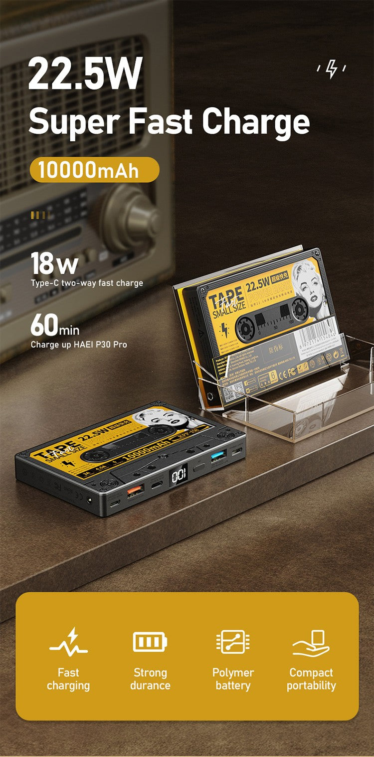 Powerbank Retro 10000mah carregamento super rápido 22,5w