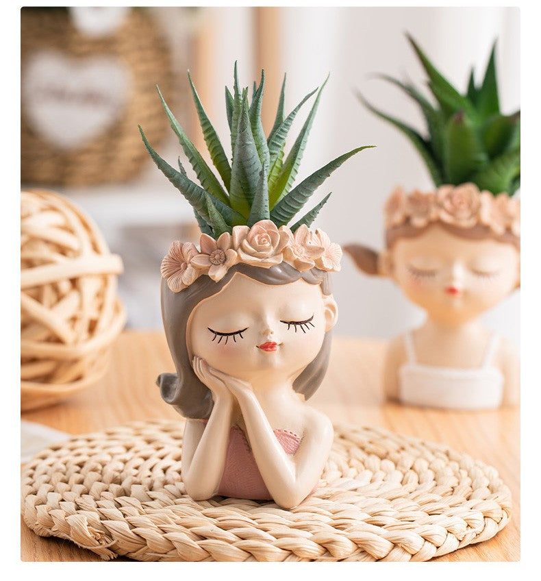 Lindo Vaso para Suculentas em Formato de Rosto de Fada