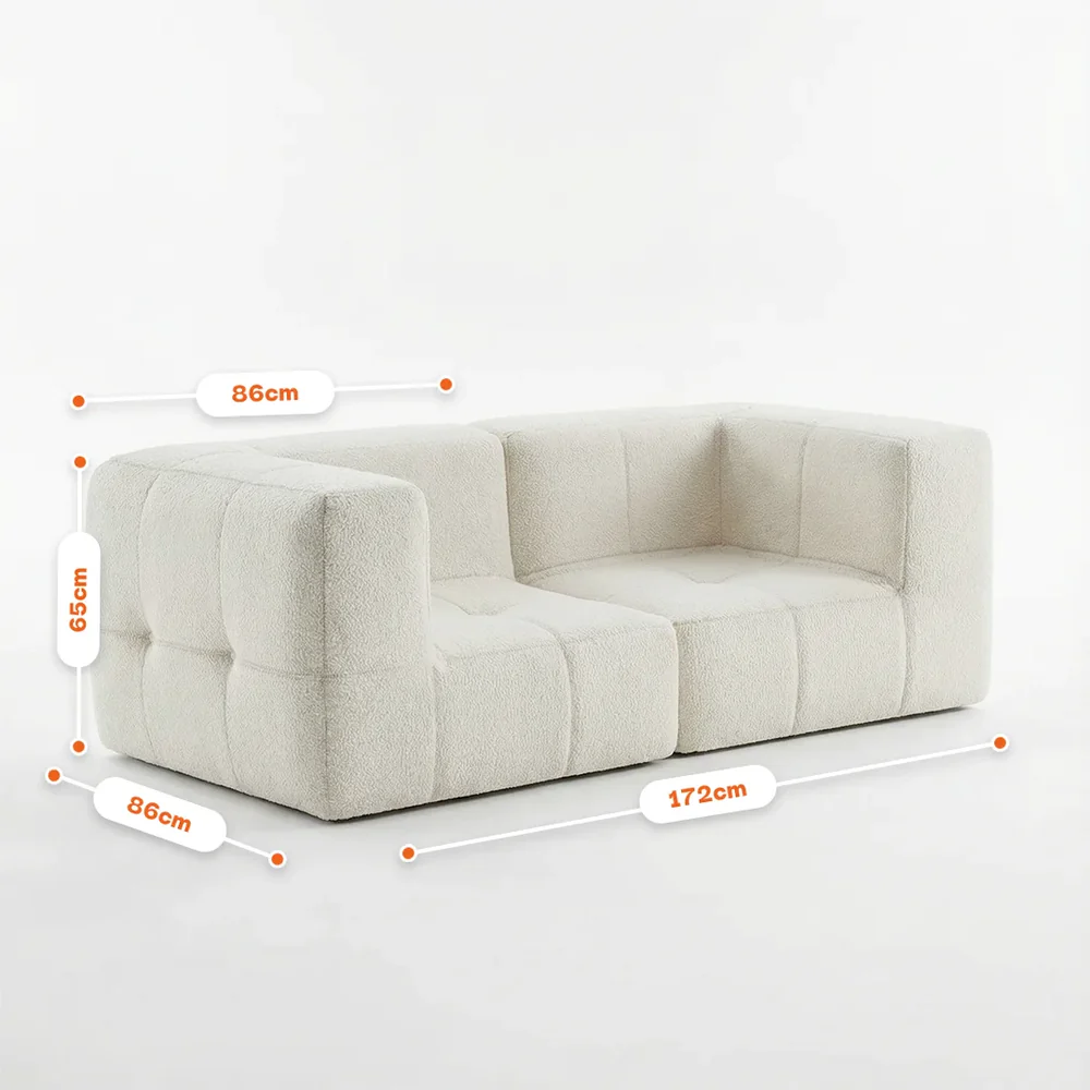 Sofá na Caixa modular 2 lugares em Boucle - Linho