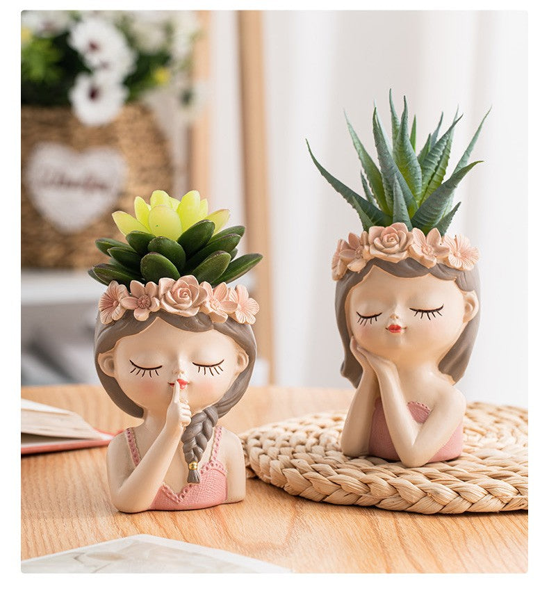 Lindo Vaso para Suculentas em Formato de Rosto de Fada