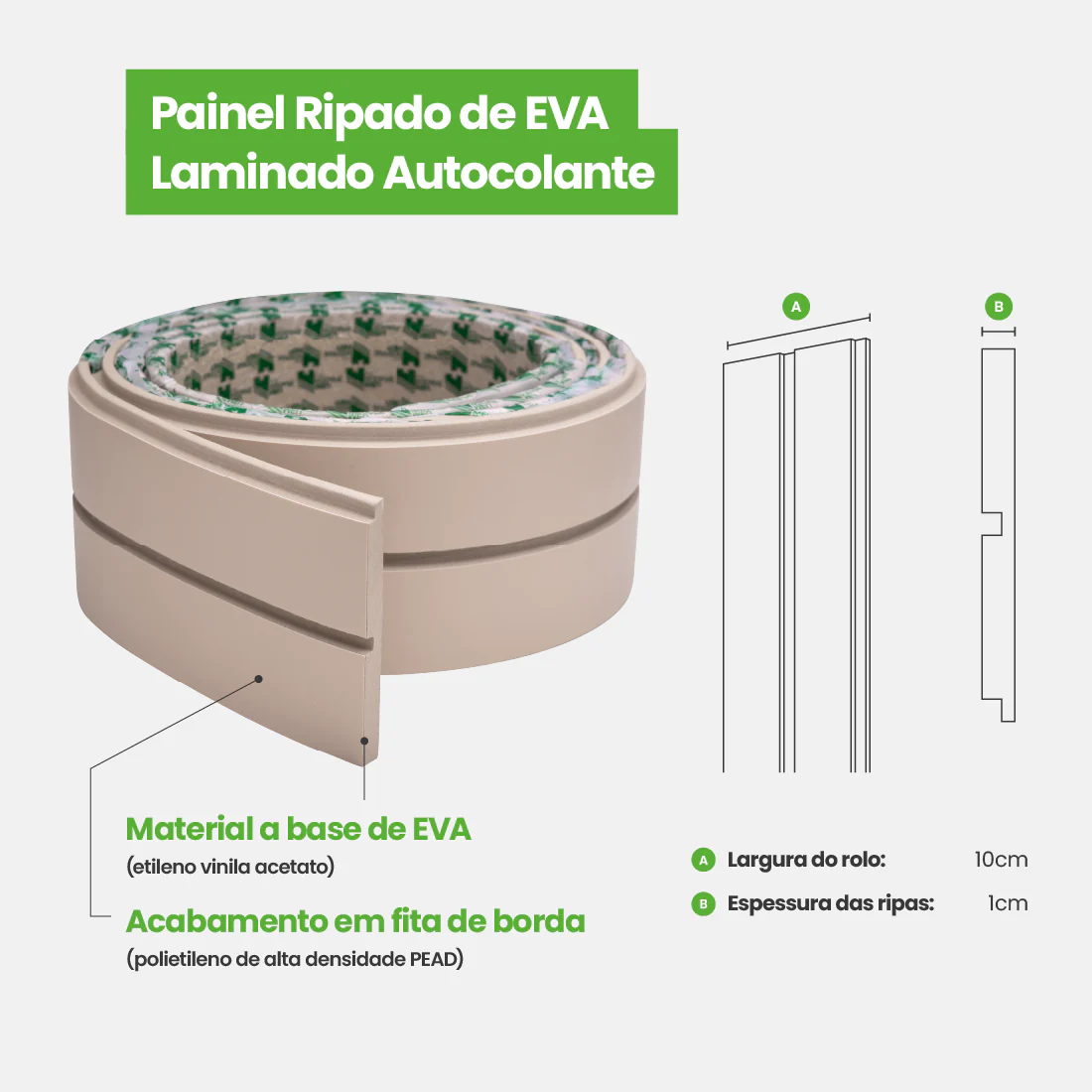 Painel Ripado EVA Laminado Autocolante