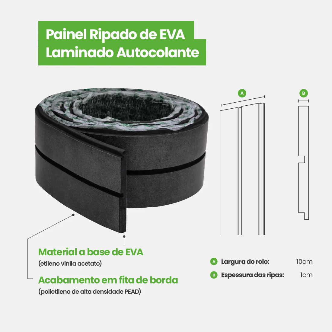 Painel Ripado EVA Laminado Autocolante
