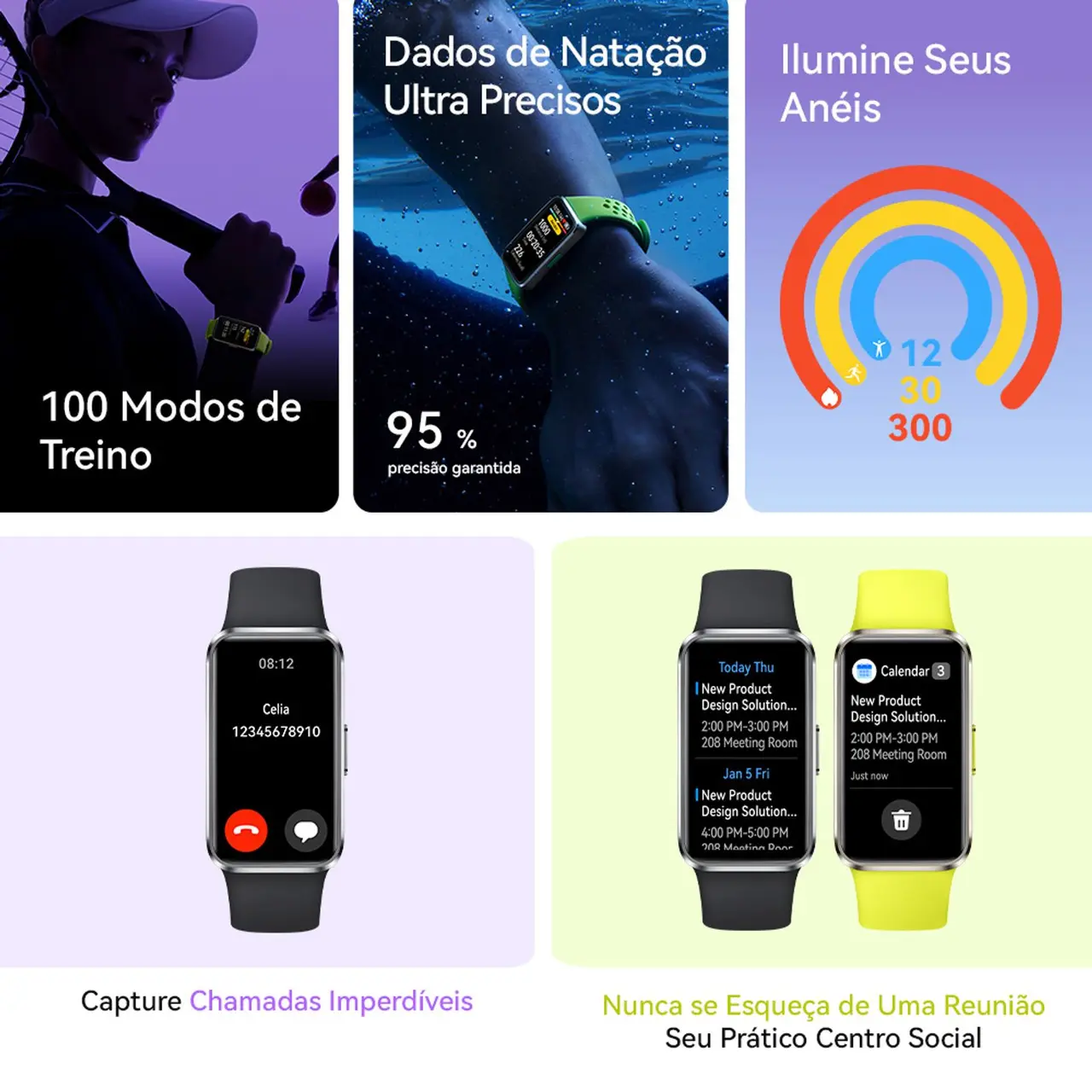Smartwatch Huawei Band 10 Preto Fosco, com Pulseira em Fluoroelastômero, Bluetooth