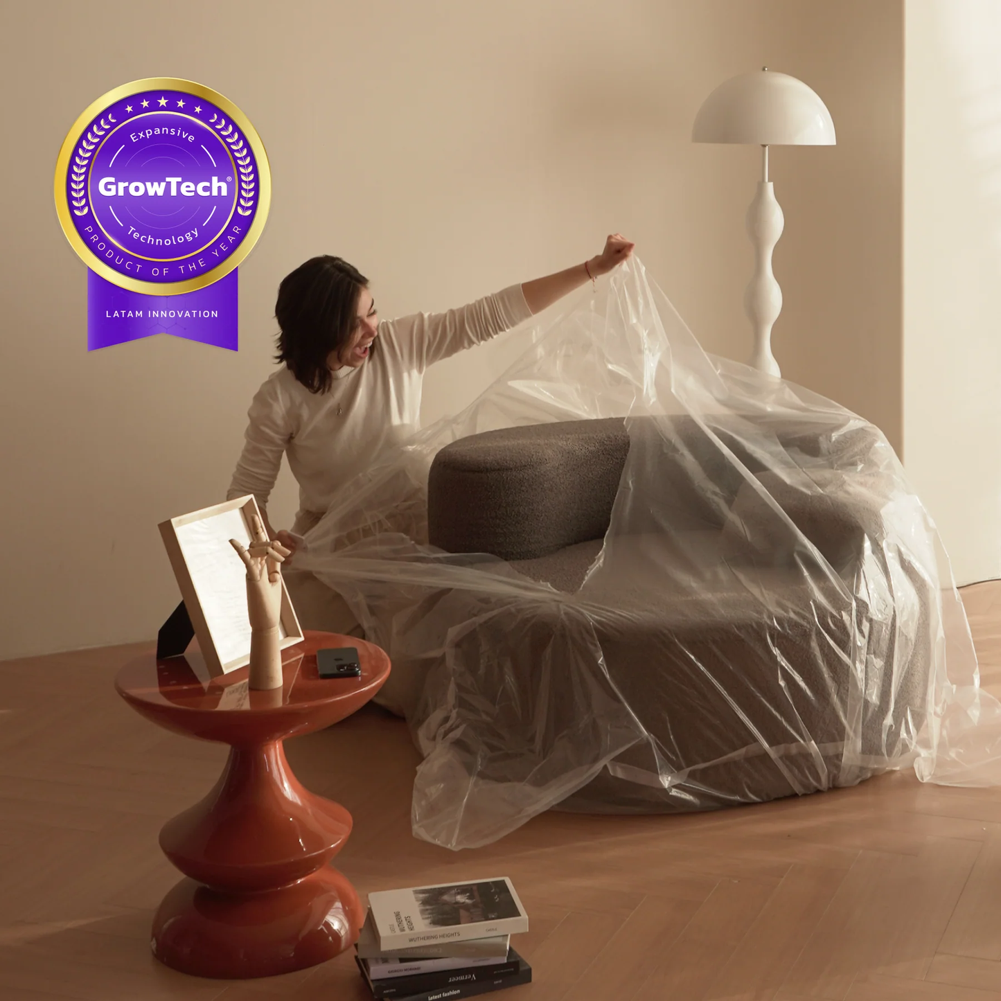 Poltrona Dunne Cinza 1 unidade Sofá Na Caixa