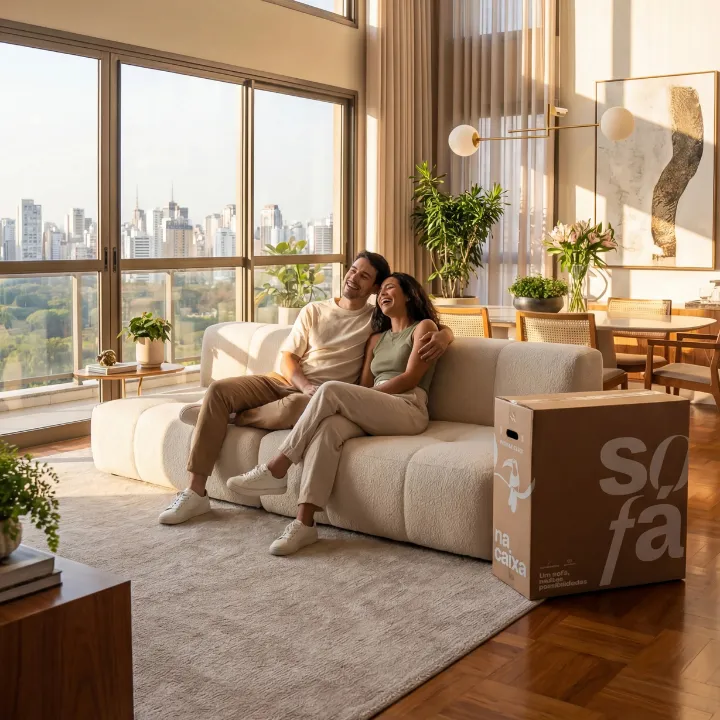 Sofá na Caixa modular 2 lugares em Boucle - Sem braço