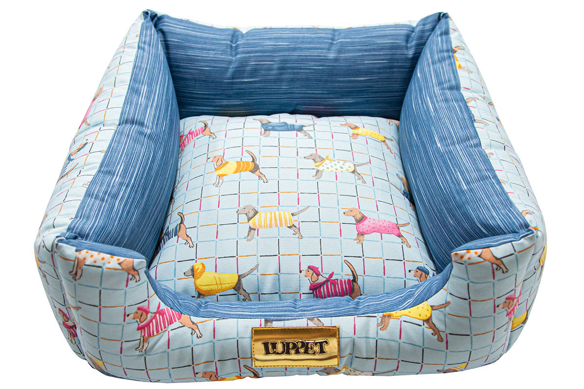 Cama para Cachorro Quadrada Impermeavel Luppet Azul Pets Tamanho:GG
