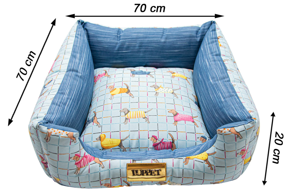 Cama para Cachorro Quadrada Impermeavel Luppet Azul Pets Tamanho:GG