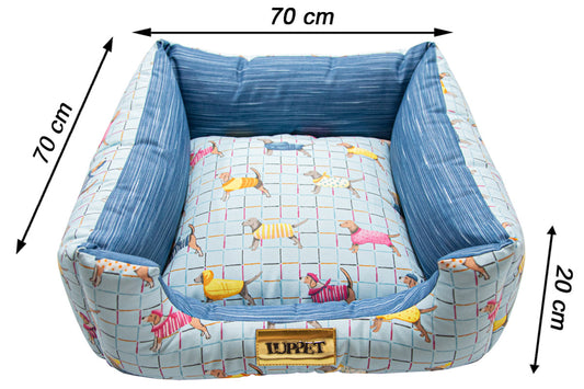Cama para Cachorro Quadrada Impermeavel Luppet Azul Pets Tamanho:GG