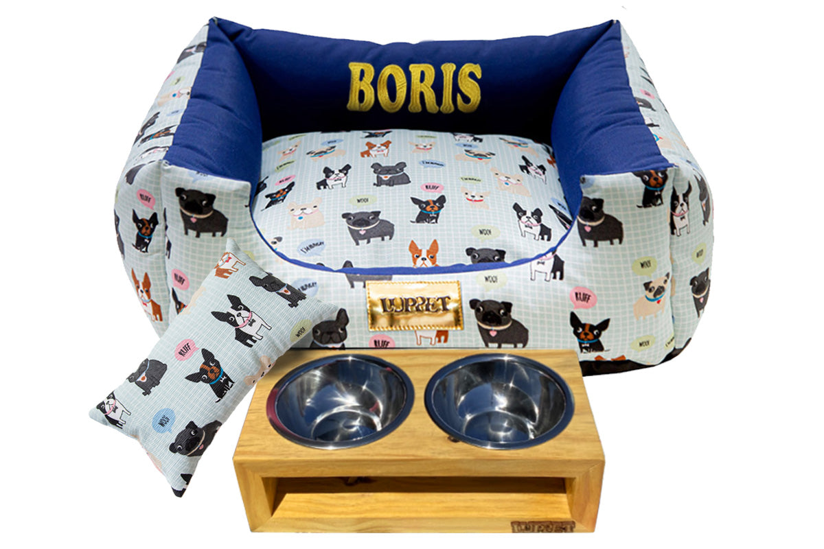 Kit Enxoval Luxo para Cachorro 100% Impermeavel Luppet Azul Cachorrinho Tamanho: