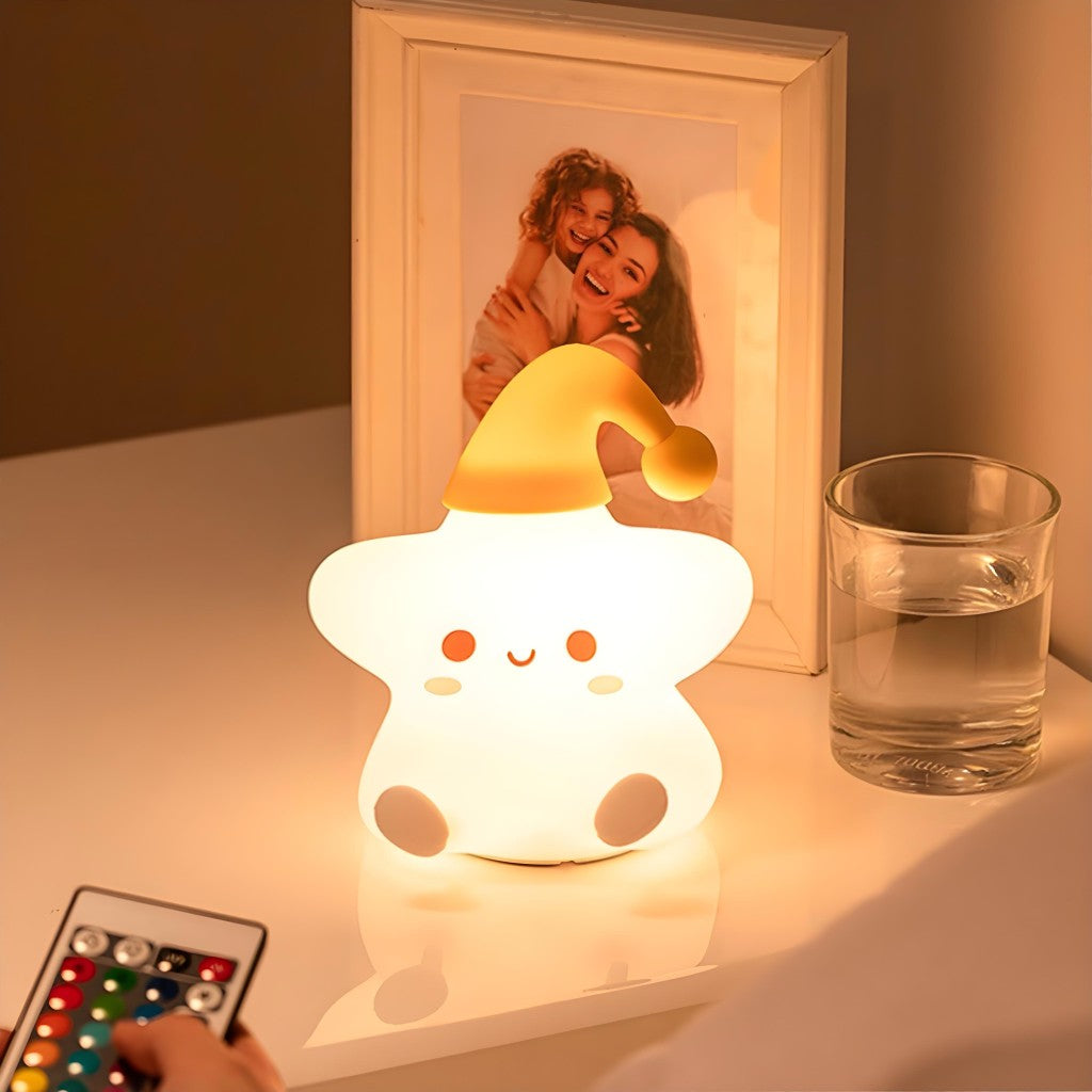 Luminária Infantil Abajur Siliconado Estrela Luz Quente LE-5863
