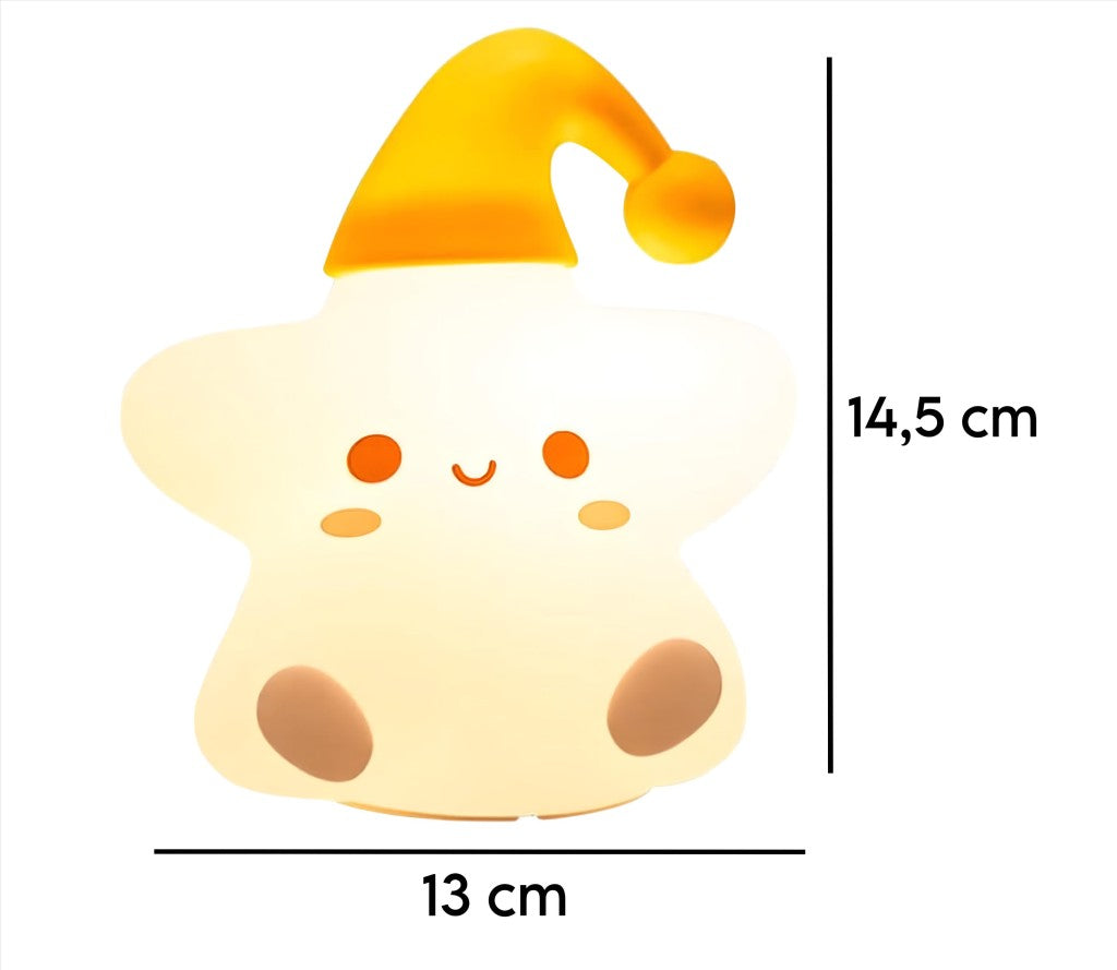 Luminária Infantil Abajur Siliconado Estrela Luz Quente LE-5863