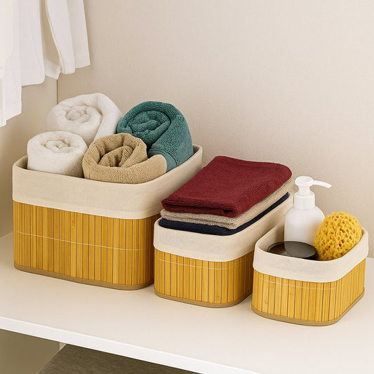 Conjunto 4 Cesto Organizador Multiuso em Bambu