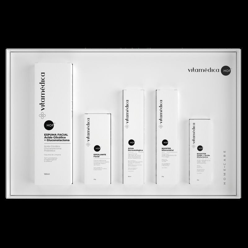Kit Home Care Facial Anti-Aging – Espuma, Esfoliante, Água, Booster GABA e Boost