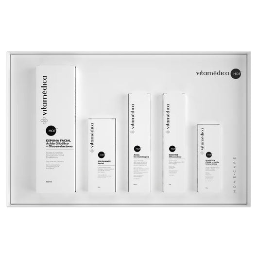 Kit Home Care Facial Anti-Aging – Espuma, Esfoliante, Água, Booster GABA e Boost