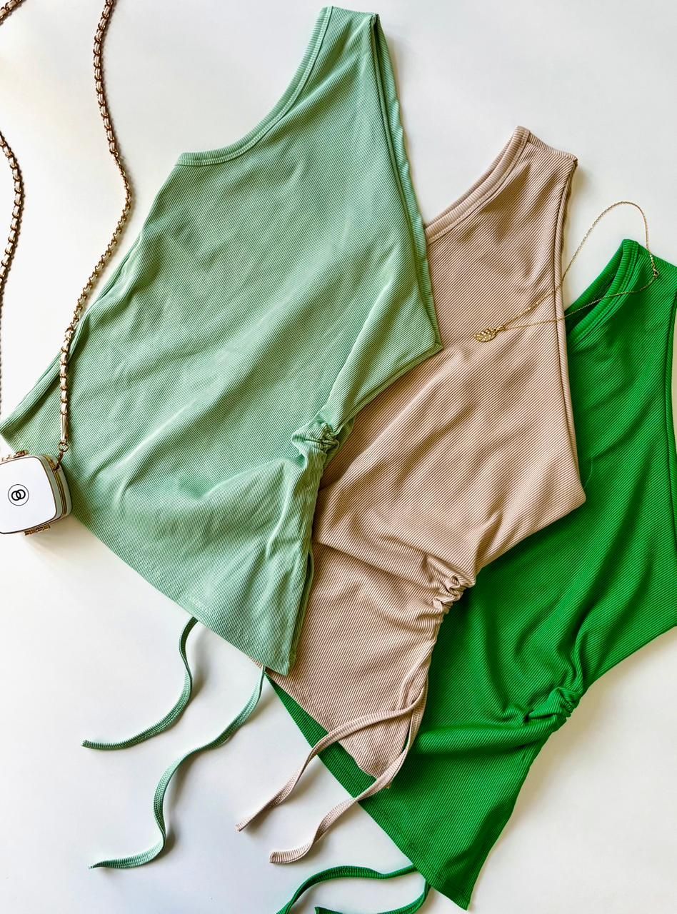 Blusa em Ribana Ombro Único e Assimétrica Lilian Ref. 1856